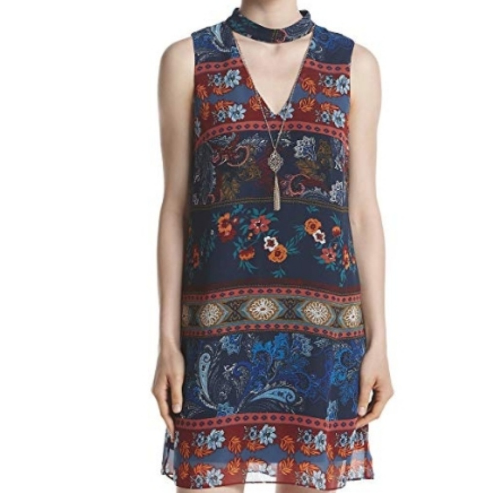 * A.Byer Trapeze Choker Neckline Dress w/ Necklace